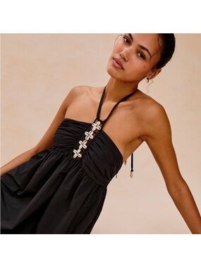 Rails Black Strapless Sundress with Shell Accent